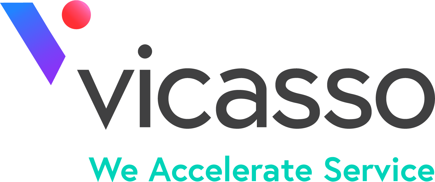 Vicasso logo. Tagline: We accelerate service.